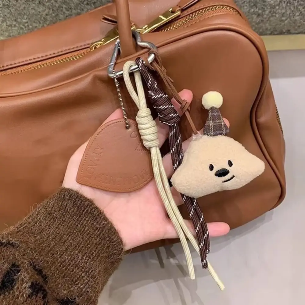 1Pcs Durable Plaid Bear Keychain Cake Ice Cream Braided Rope Keyring Bag Charm Cute Lovely Pendant