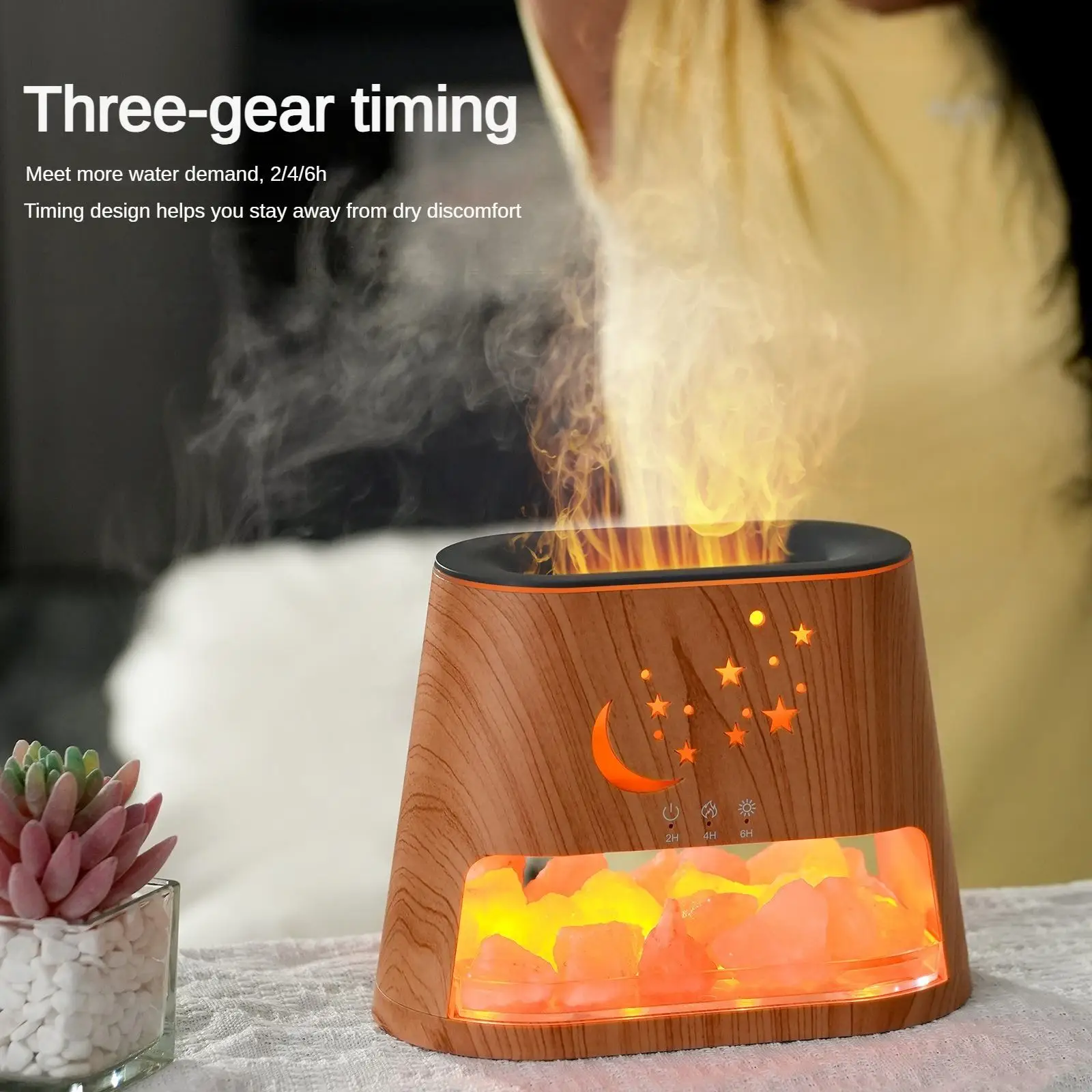 Factory Price 250ML Aromatherapy Essential Oil Diffuser With Himalayan Rock Salt Ultrasonic Himalayan Salt Lamp Flame Humidifier
