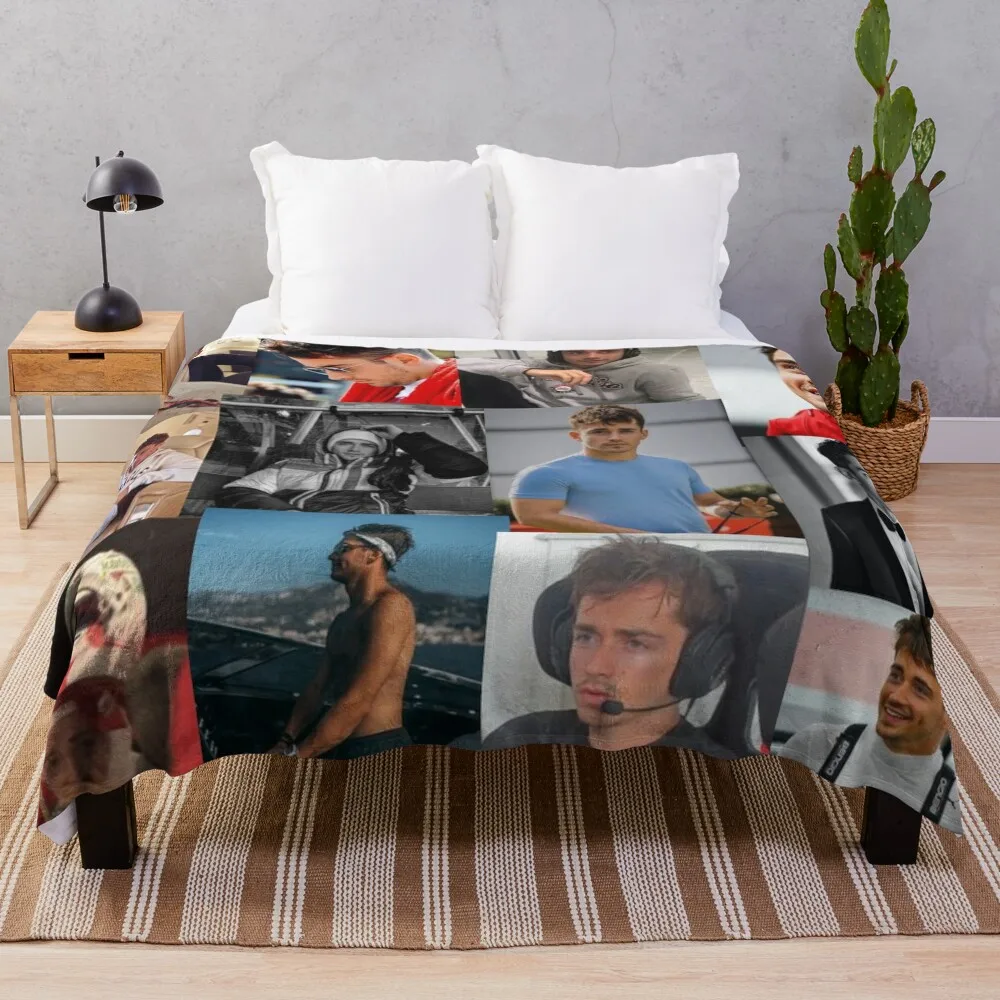 Charles Leclerc picture collage Throw Blanket Fashion Sofas for winter Bed covers Blankets