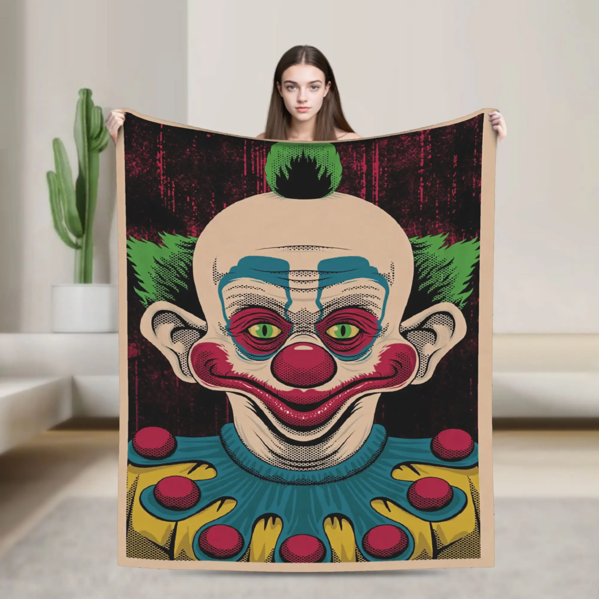 Killer Klowns From Outer Space Wax Warm Soft Blanket Plush Throw Blanket Funny Couch Chair Flannel Bedspread Sofa Bed Cover