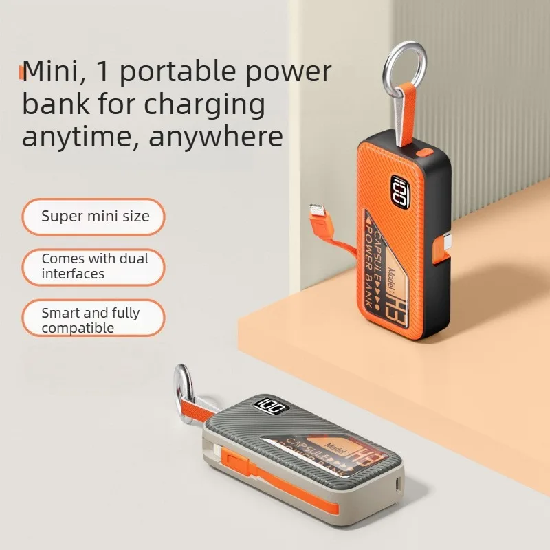 Powerbank 5000mAh Mini Keychain Power Bank Digital Display Portable Emergency Portable Charger for IPhone Samsung Xiaomi