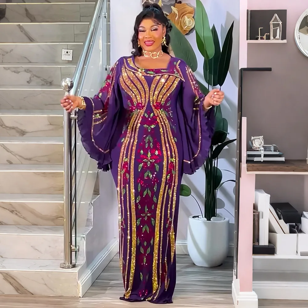 

African Party Dresses for Women Dashiki Diamond Sexy Bodycon Long Dress Plus Size Elegant Muslim Wedding Evening Gown