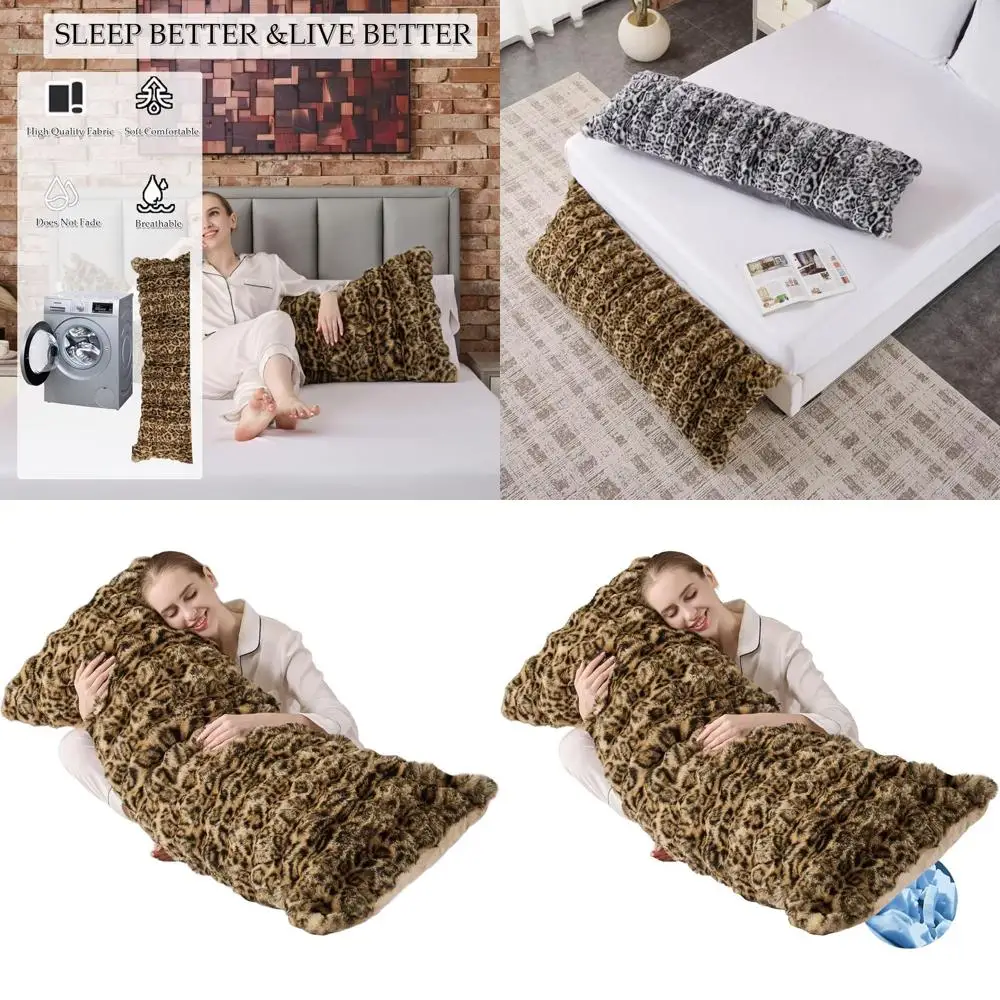 

Ортопедическая подушка из пены с эффектом памяти для сна на боку, 20x54 дюйма, поддержка для беременных, со съемным чехлом, леопардово-коричневая