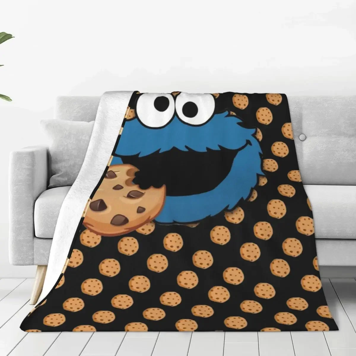 Custom Cookie Monster TV Theme Fleece Throw Blanket for Bed Couch or Outdoor Use  Soft and Warm Flannel