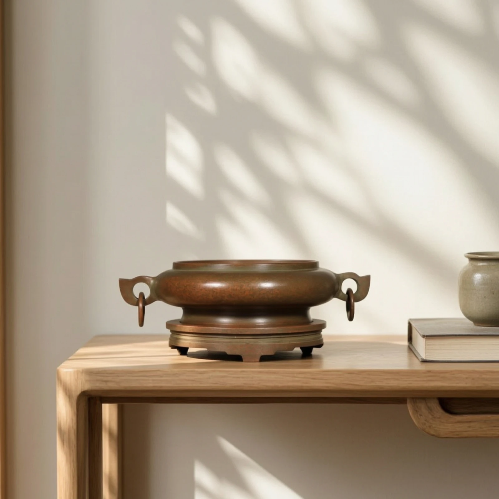 Copper Censer Traditional Incense Burner with Handles Ding Censer Long-Lasting Vessel Elegant for Collectors, Meditation