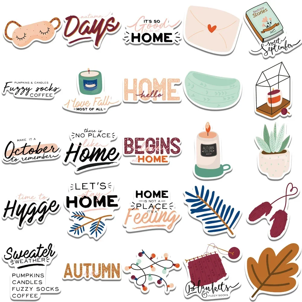 50PCS Autumn Small Fresh Trend Graffiti Waterproof Sticker Toy Decoration Helmet Notebook Suitcase iPad Guitar