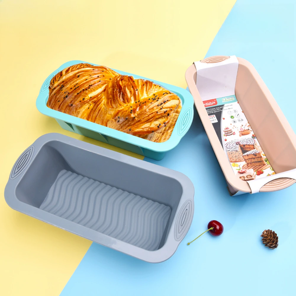 

3D Silicone Bread Loaf Pan Non-Stick Rectangular Baking Mold, Oven Safe Reusable Cake Pan for Homemade Bread Cake Easy Release