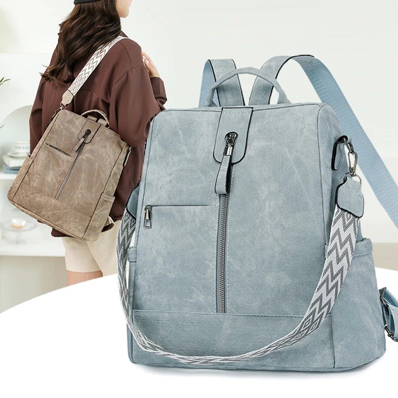 Fashion Anti-theft Backpack Female High Quality Leather Daypack Women Shoulder Bags Designer Ladies Lightweight Travel Rucksack