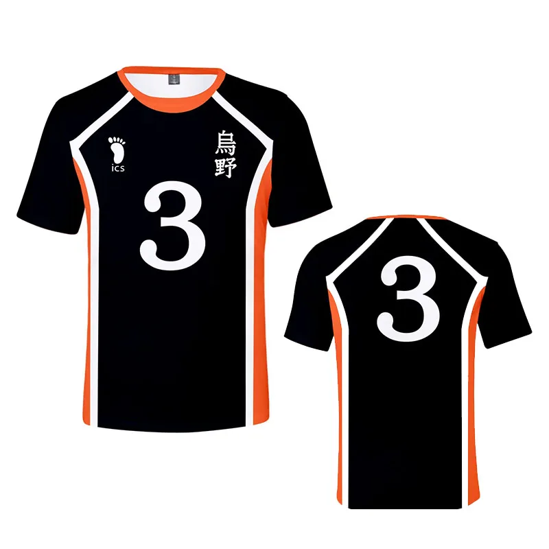 Japanse Anime Haikyuu Cosplay T Shirt for Men Karasuno High School Volleyball Club 3d Print Short SleeveTops O-Neck Sports Tees