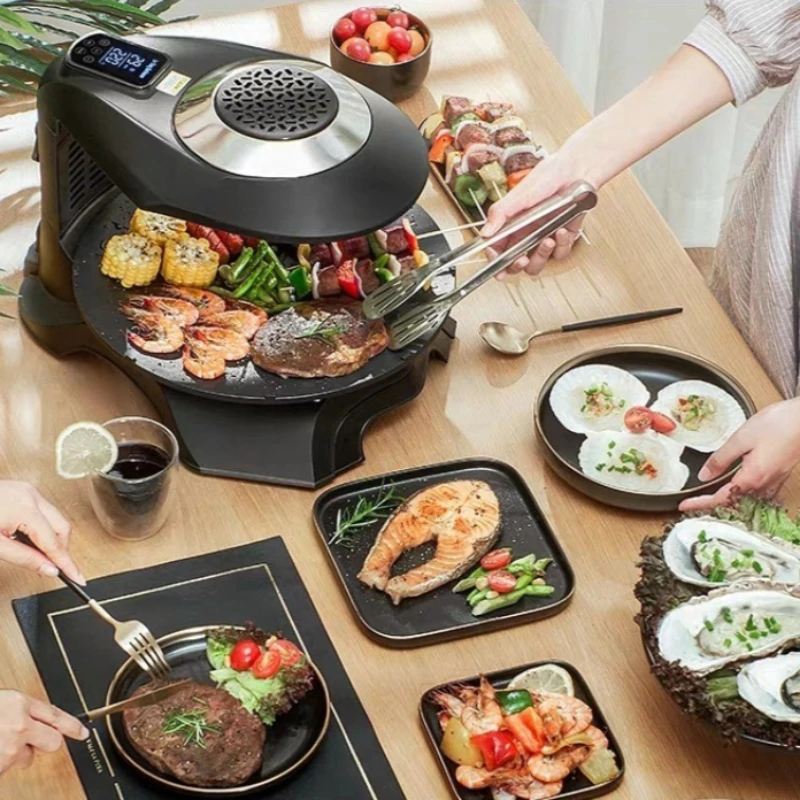 Smokeless Electric Grill Electric Barbecue Oven Pan 220V/110V Upgraded Infrared Light Wave Fry Grill Pan Machine Magic Lamp