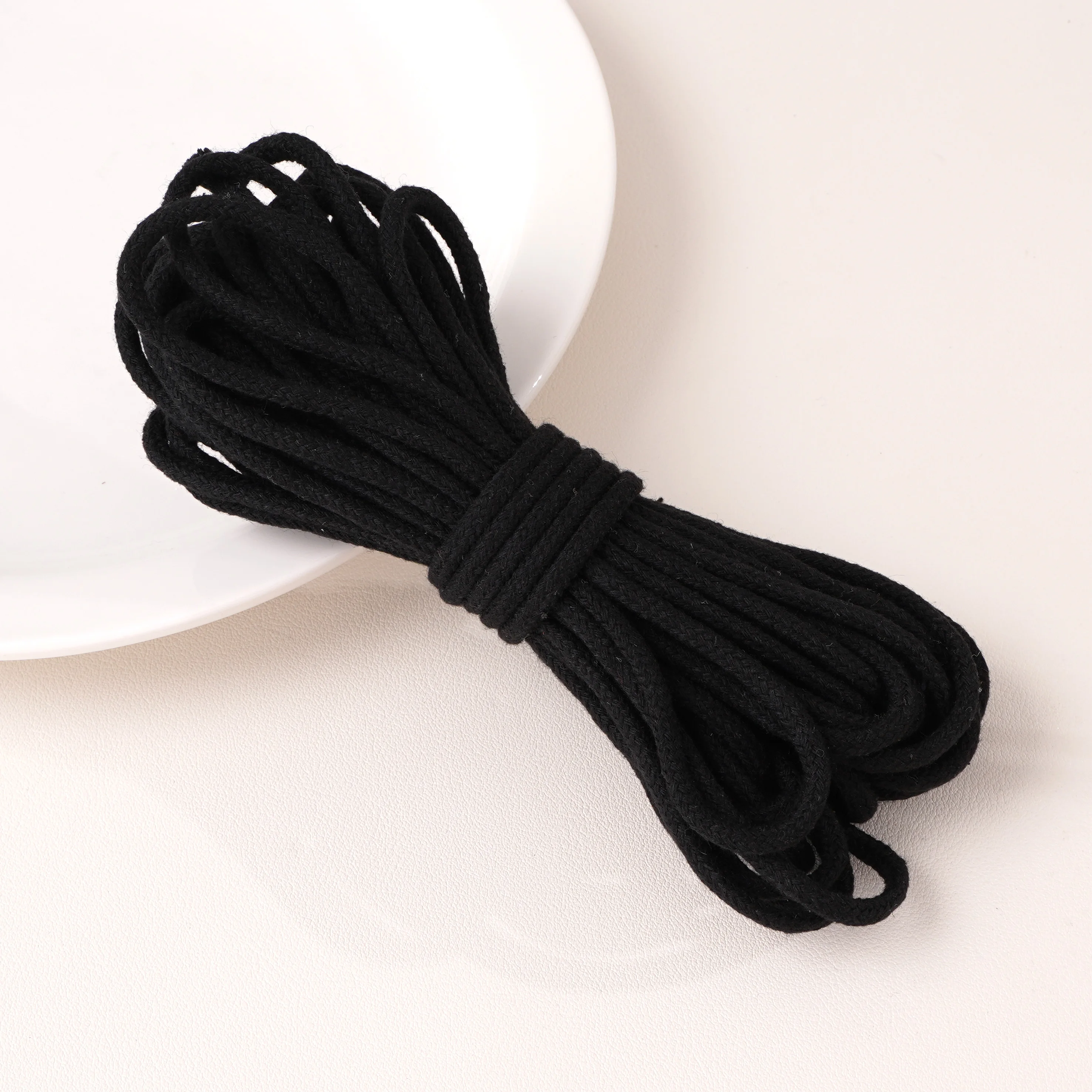 4mm 10m Kernspinngarn-Baumwollseil Einfarbig für DIY Wandteppich Handytasche Anhänger Haustierleine Handwerk Dekoration Zubehör – Detail 3