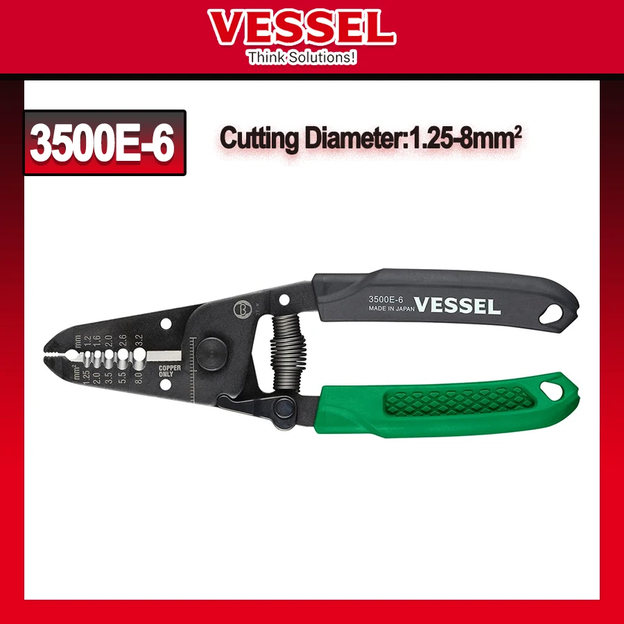 

Инструмент для зачистки проводов VESSEL 1,2-3,2 мм, совместимый с тестом навыков электрика, японские плоскогубцы для зачистки электрика No 3500E-6