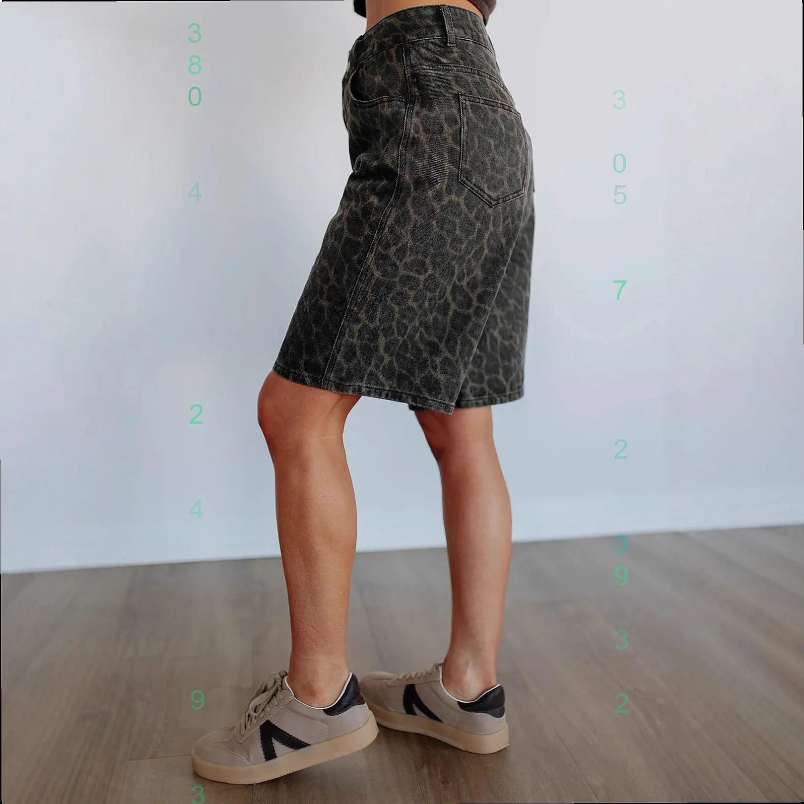 Fashion Leopard Print Casual Shorts Summer American Retro Women Straight Loose Denim Bermuda Shorts