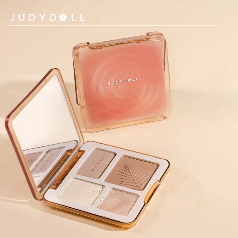 Judydoll เครื่องสำอางทา Rias wajah highlighter ผิวหน้าแบบแมทท์ชาโดว์ประกายแวววาวคอนทัวร์3D แป้งจมูก