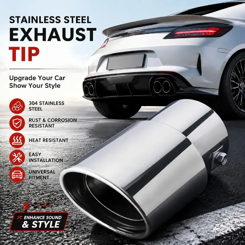 Universal Black Stainless Steel Exhaust Tip Round Remus Titanium Style Tail Pipe Car Accessory