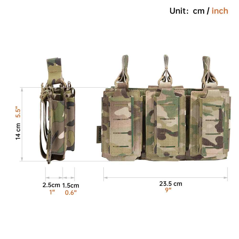 Tactical Molle Magazine Pouch 500D Triple Rifle Pis tol Mag Holder Open Top Mag Bag Carrier for M4 M16 AK AR Glock M1911