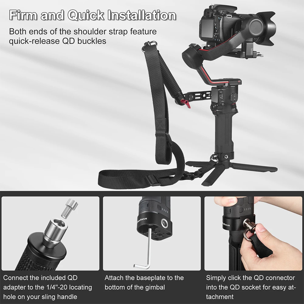 Minifocus RS 4 RS3 RS2 Weight-Reducing Shoulder Strap for Sling Handle QD Sling Swivel Mount for DJI RS4/RS3 RS4 Pro Gimbal Belt