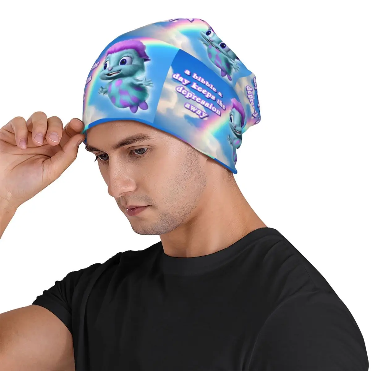 A Bibble A Days Keeps The Depression Away Unisex Adult Beanies Caps Knitting Bonnet Hat Warm Fashion Autumn Winter Skullies Hats