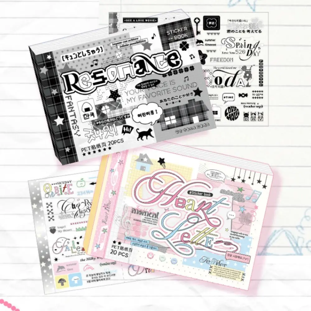 New 20 Pages Y2K Stickers Book Cartoon DIY Decorative Stickers Removable Cute Design Scrapbooking Stickers