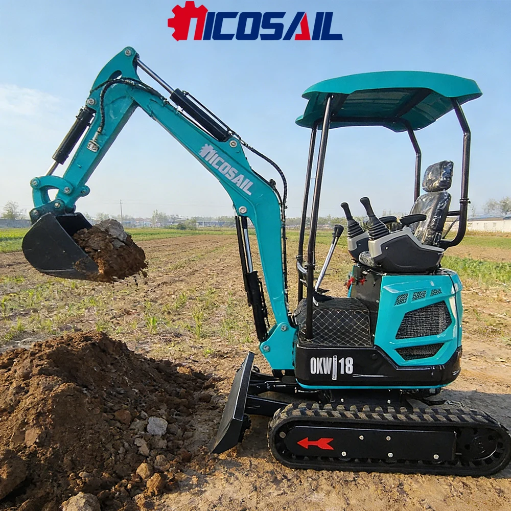

Nicosail 1.8T Small Excavator 3km/h Anti-Slip for Municipal Greening Ditching Grading Backfilling Tight-Space Efficient Work