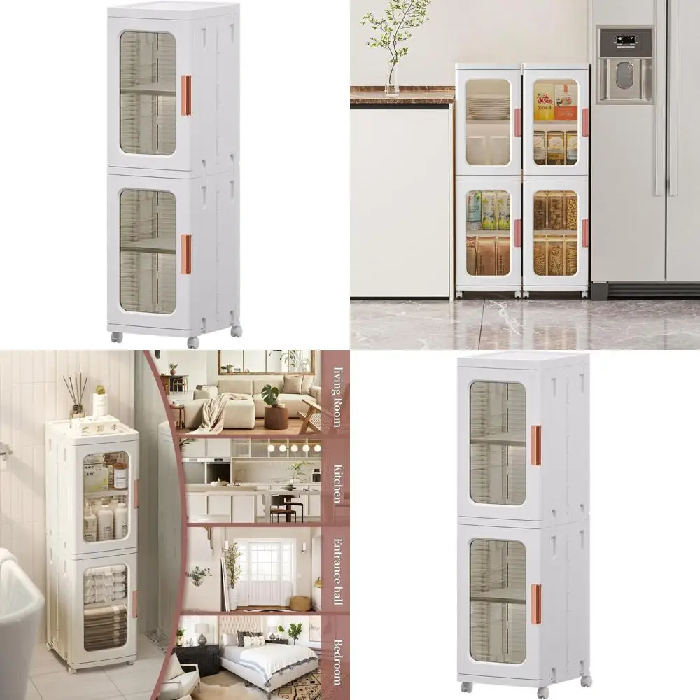 

Узкий высокий шкаф для хранения в ванной комнате с регулируемыми полками и двухуровневым органайзером, белый