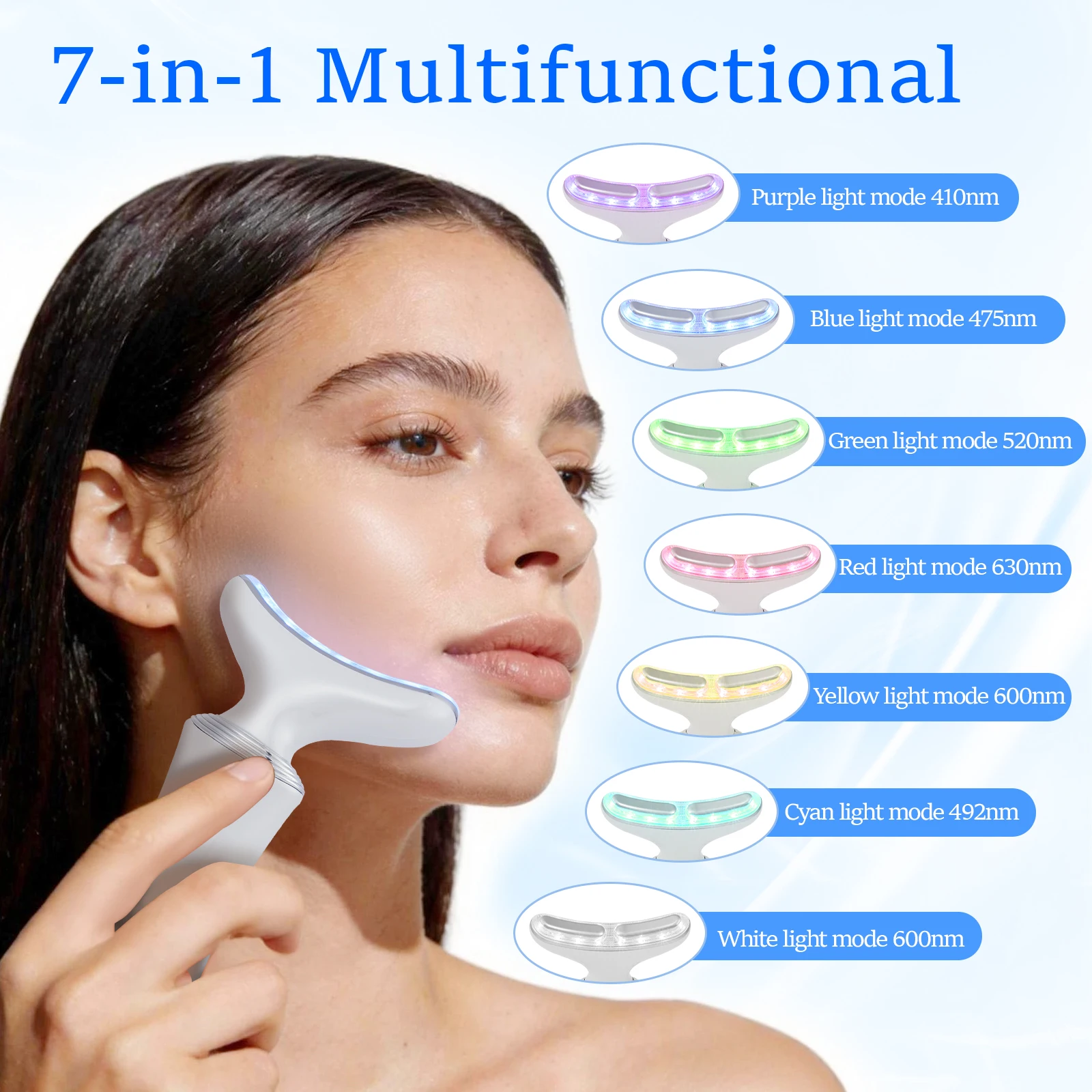 Masażer do twarzy z technologią czerwonego światła, 4 tryby, urządzenie do pielęgnacji szyi, lifting twarzy, ujędrnianie, napinanie skóry.