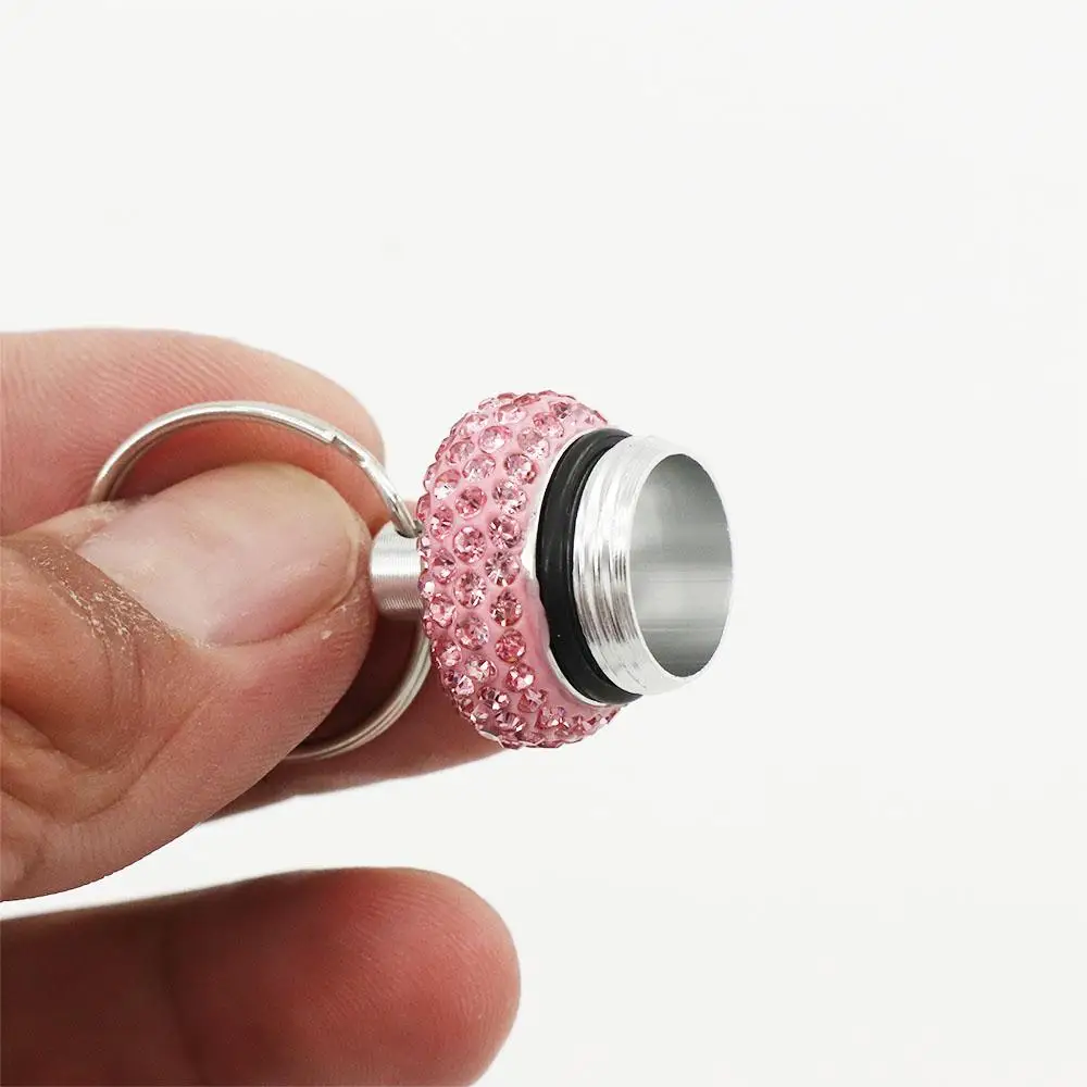 휴대용 라인 석 크리스탈 과립 보관 상자 비타민 열쇠 고리 블링 의학 병 캡슐 주최자 여행 알약 케이스