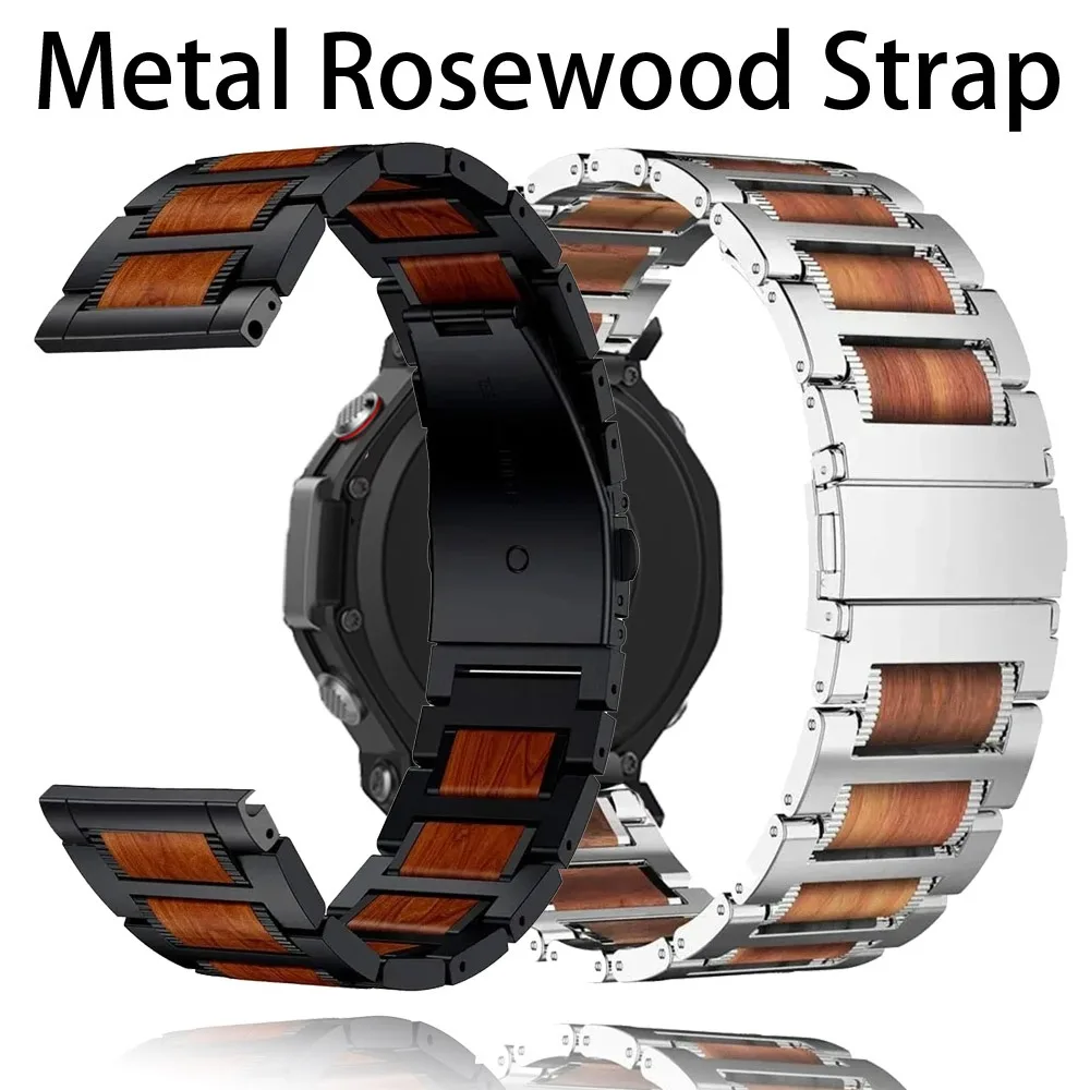 

Металлический ремешок из розового дерева 22 мм для Amazfit T-Rex3 Pro 48 мм/Bip 6-5, удобный регулируемый ремешок для Huawei Watch 5 GT6-5-4 46 мм, аксессуары