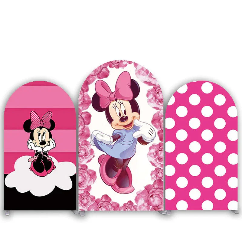 

Mickey and Minne Mouse Arch Backdrop Cover Birthday or Wedding Party Decor Candy Dessert Table Cover Banner