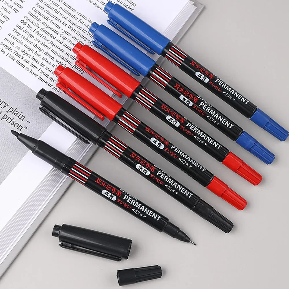 1-20Pcs Double Tip Dot Marker Set, Black Blue Red Waterproof Pens for Woodworking, Metal, Bathroom Surfaces DIY Decoration