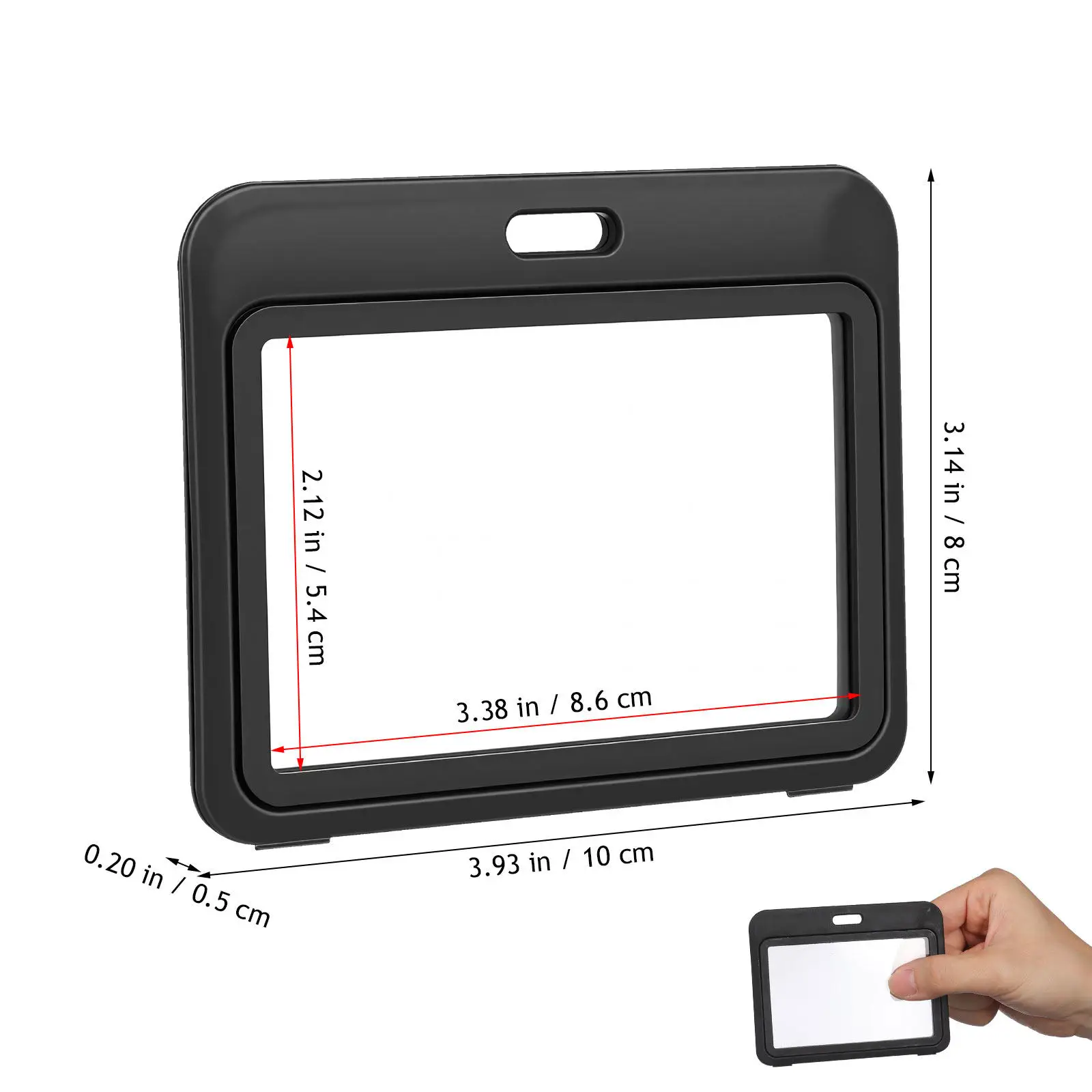 Strong Plastic Horizontal Id Badge Holder Transparent Compact Work Permit Office School Access Card Cover with Scratch Bend