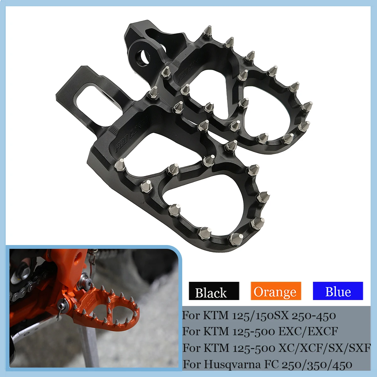 

For KTM EXC EXC-F SX SX-F 85 125 150 200 250 300 350 450 500 Dirt Pit Bike 2016-2023 Motocross Foot Rest Pegs Footrest Footpeg