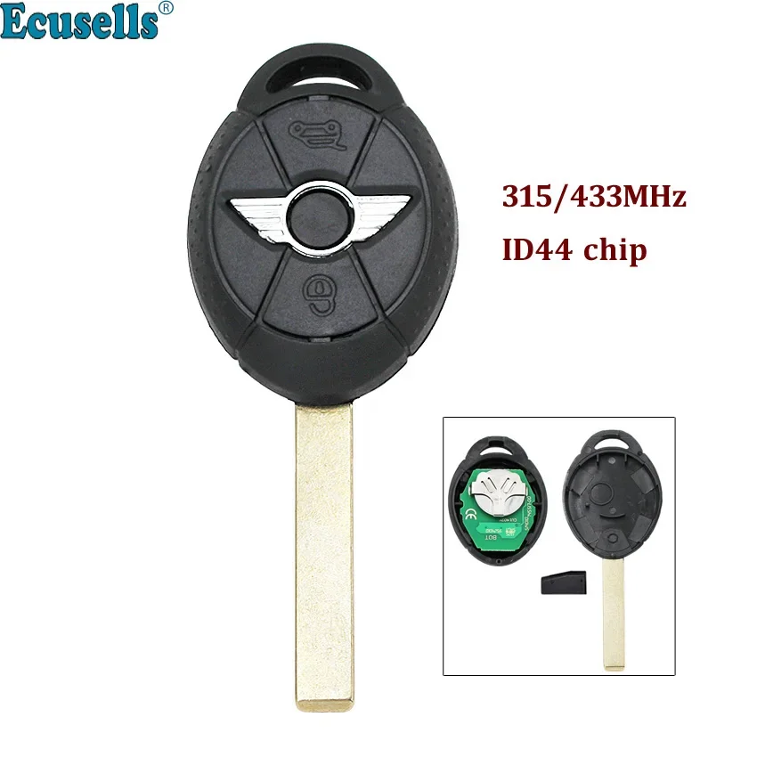 Clé télécommande intelligente à 3 boutons, 315/433MHz, EWS, avec puce ID44/PCF7935, pour BMW Mini Cooper (2005-2007)