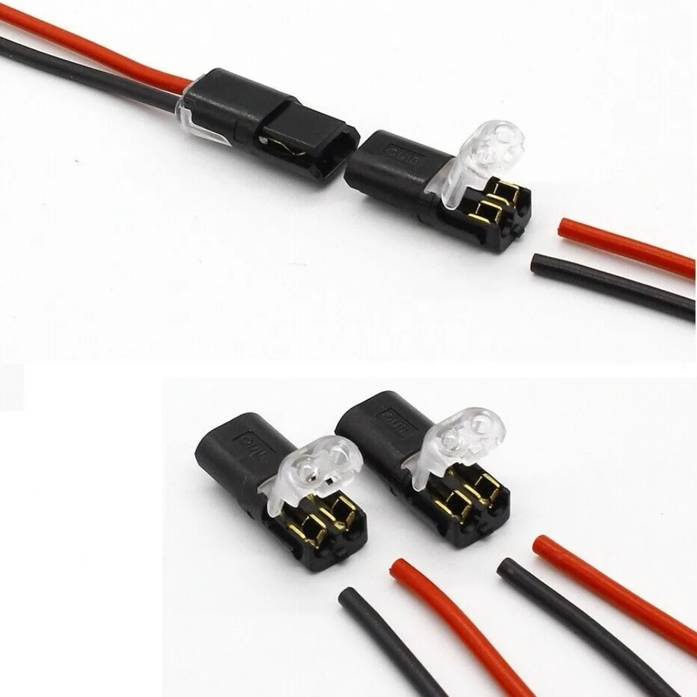 10Pcs 12V Auto Connector Plug 21.7x9.5x6mm Mini Waterproof Terminal Clamp Wire Connector D2 Welding Free Cable Connections Strip