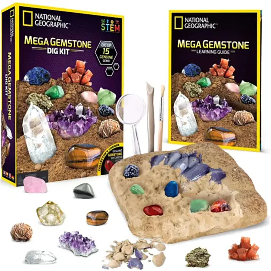 national geographic dig and discover gem stone crystal dig toy set child learning educational toy crystal mining kit Kids gift