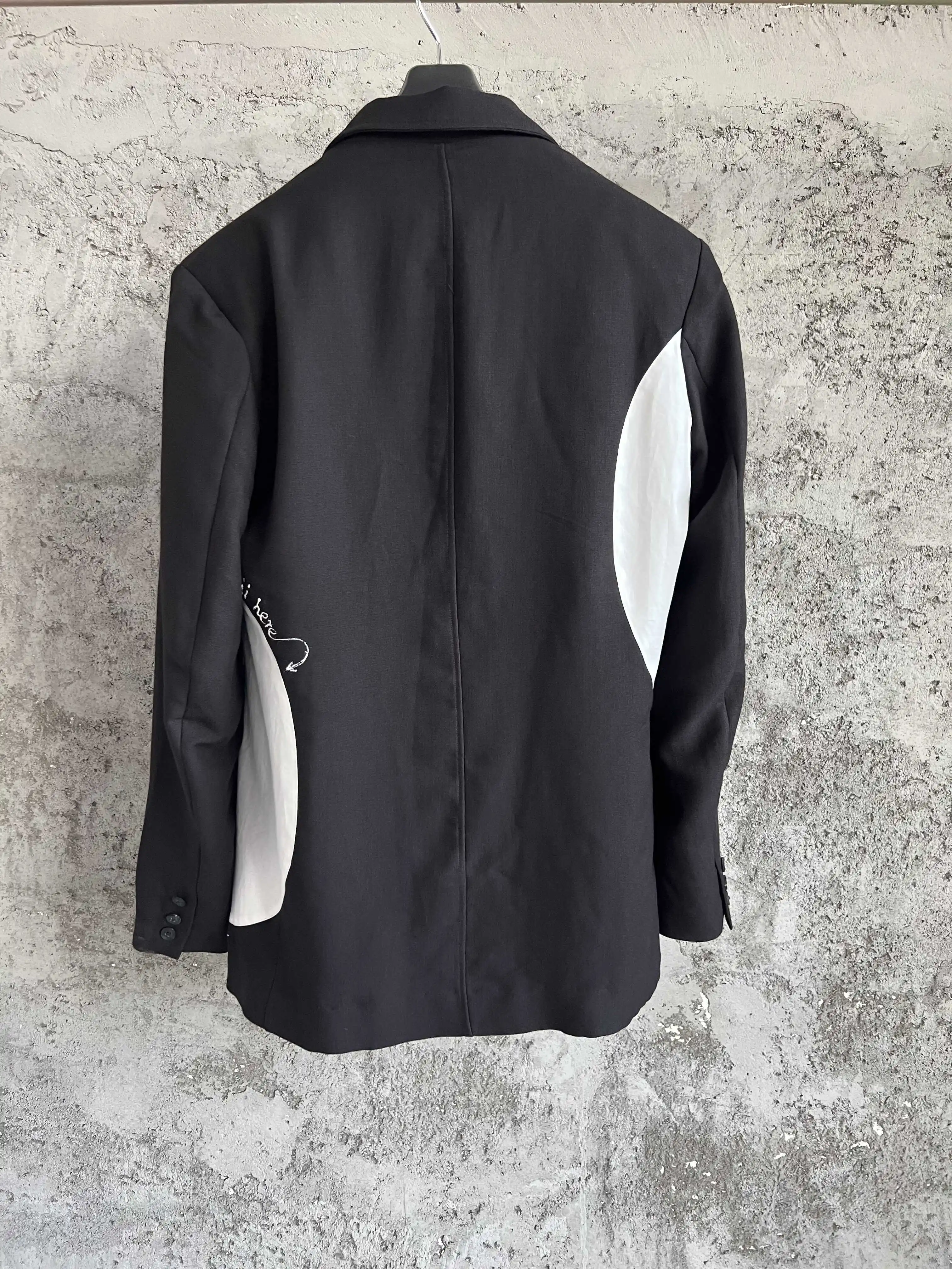 TOP-YAMAMOTO Boiled Egg CAI Xukun Black and White patchwork jacket Suit for men