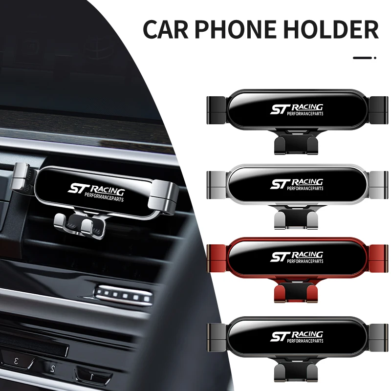 Soporte de Metal para teléfono de coche, soporte para teléfono por gravedad, soporte para salida de aire para Ford ST Racing RS S Mustang Kuga Fiesta Fusion Mondeo E