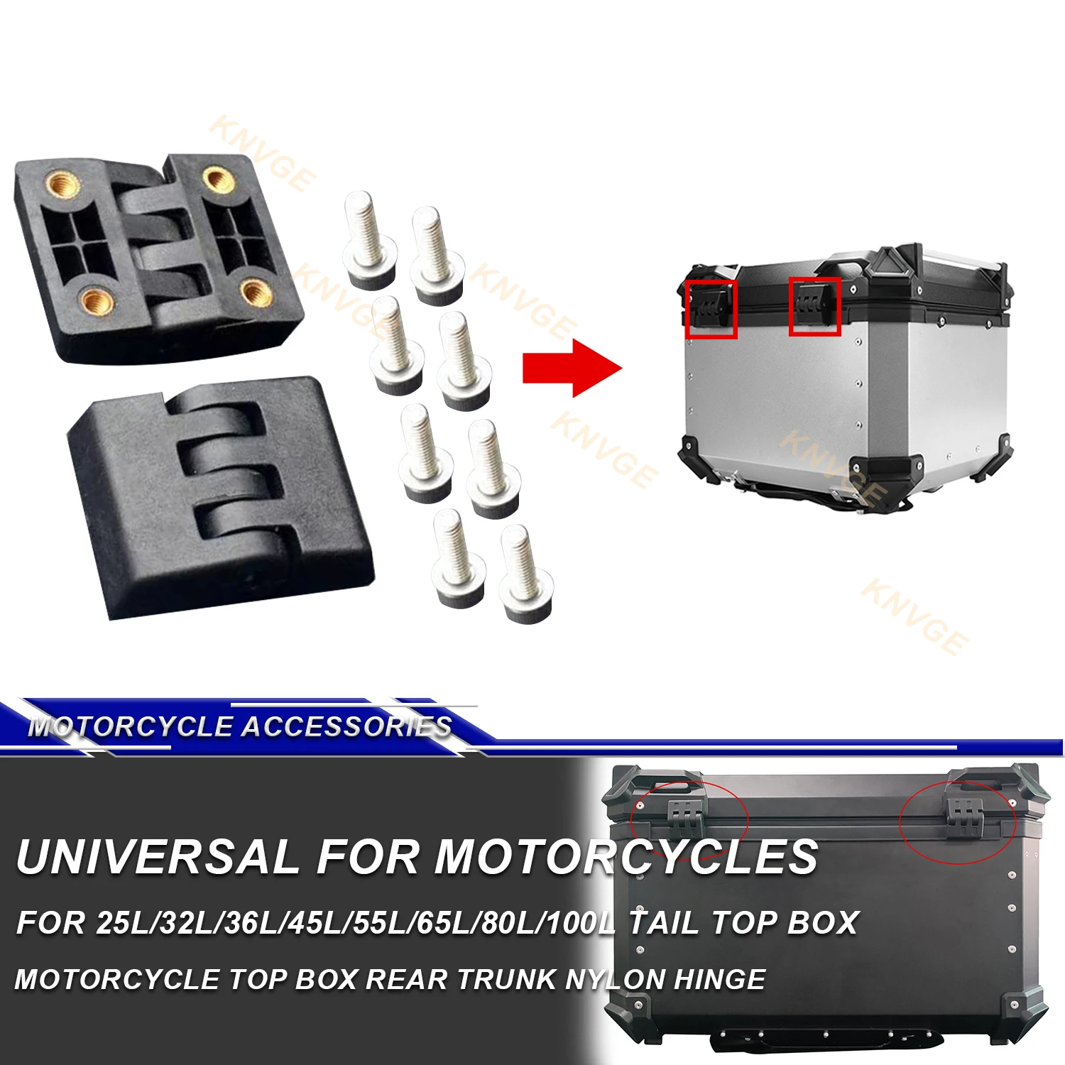 

28L 36L 45L 55L 65L 80L 100L Motorcycle Top Case Nylon Hinges with Copper Screws Rear Trunk Luggage Box Hinges Accessories