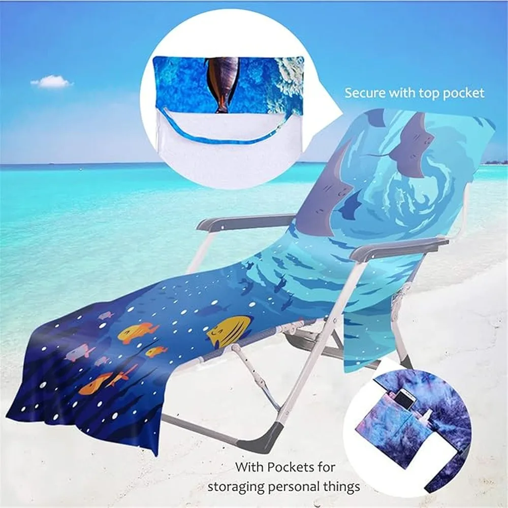 Beach Towels 4 Pack Set With Lounge Chair Towel Soft Microfiber Beach Chair Pillow Comfort