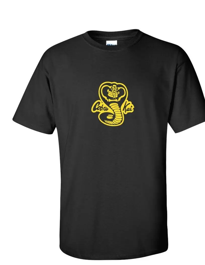 Cobra Kai Yellow Logo T Shirt 80 Äôs Karate Kid Martial Black Cotton