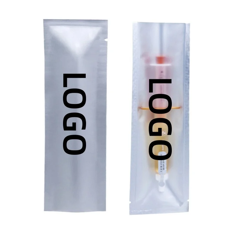 

100pcs Open Top Aluminum Foil Syringe Packaging Bags Translucent Injector Eyelash Pen Eye Lashes Cosmetic Brushes Pack Pouches