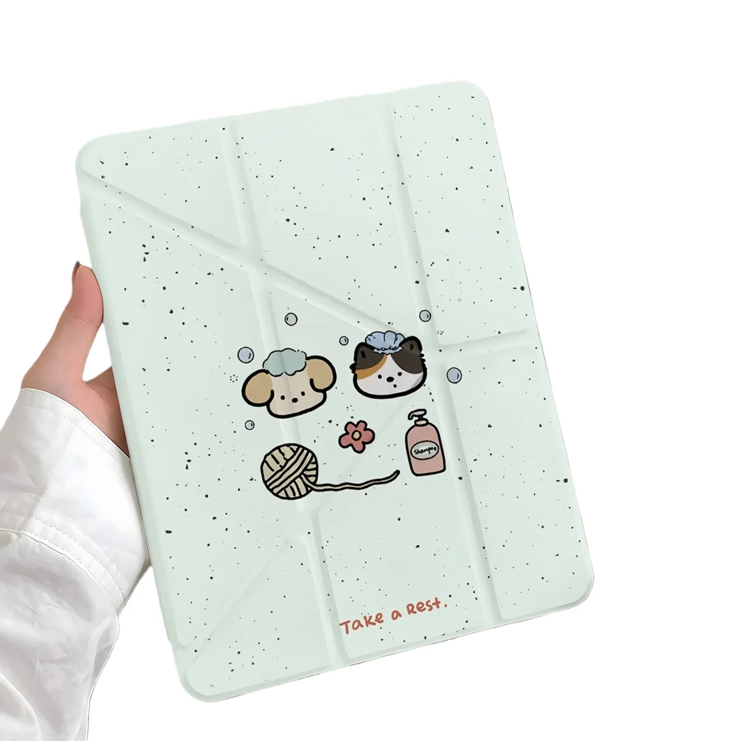 WoolenBall Cat PenSlot Tablet Case For Mini7 6 iPad Pro2024 2022 2021 2020 2019 2018 2017 11 10 9 8 7 6 5 Air7 6 5 4 3 2 1 Cover