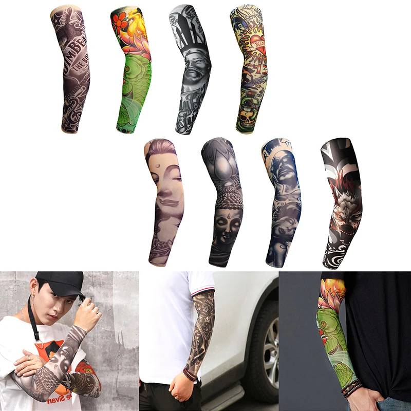 Arm Warmer Unisex Quick Dry UV Protection Outdoor Temporary Fake Running Arm Sleeve Skin Proteive Nylon Tattoo Sleeves Stockings