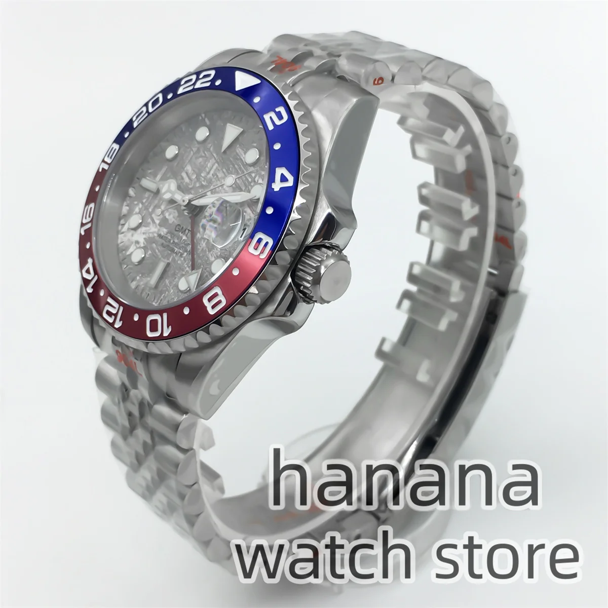 40mm NH34 GMT Men's Diving Automatic Mechanical Watch 120 click one way rotation Sapphire Glass Green C3 Luminou 100m waterproof