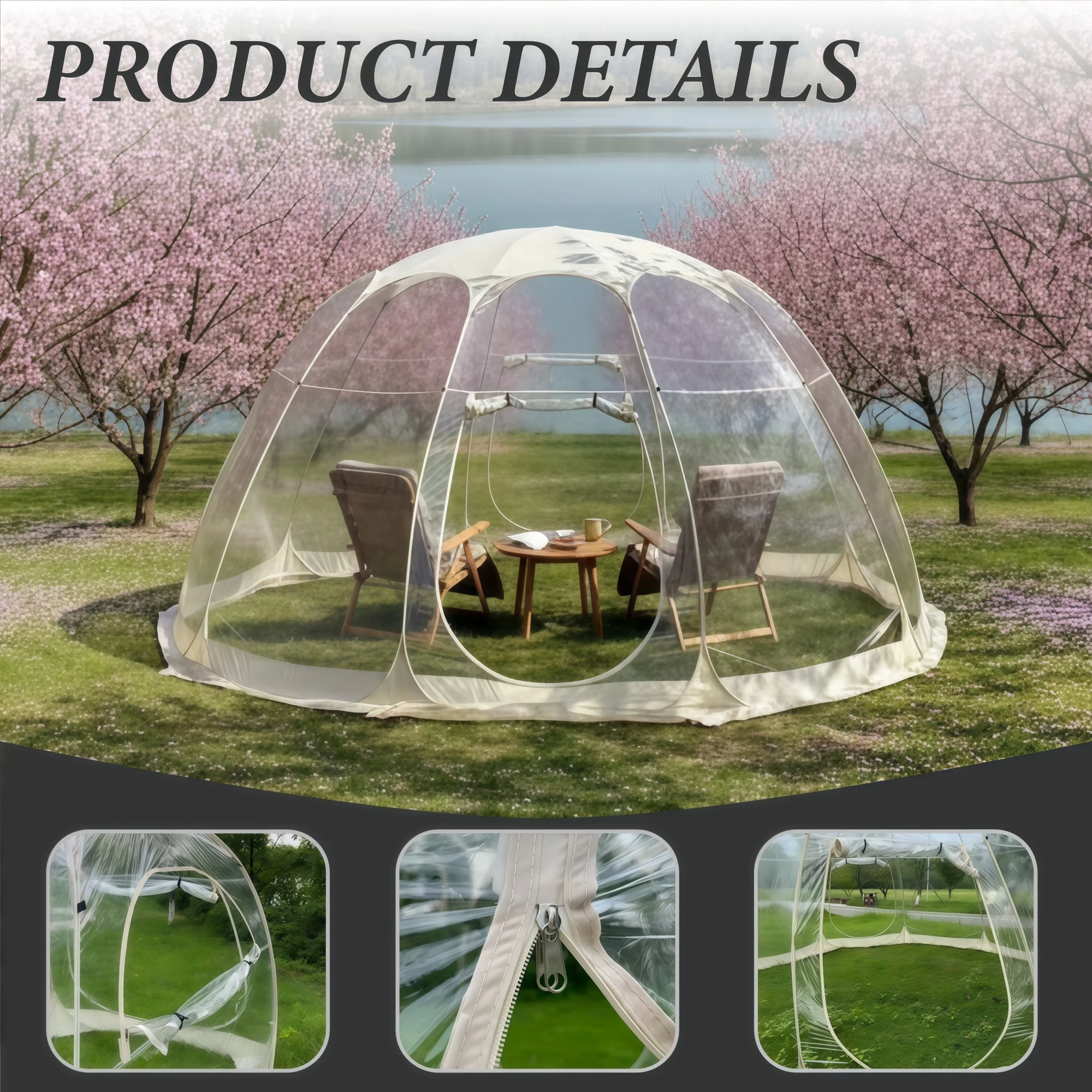 Clear Pop Up Bubble Tent PVC Transparent Tent Cherry Blossom Season Outdoor Relaxation Garden Shelter