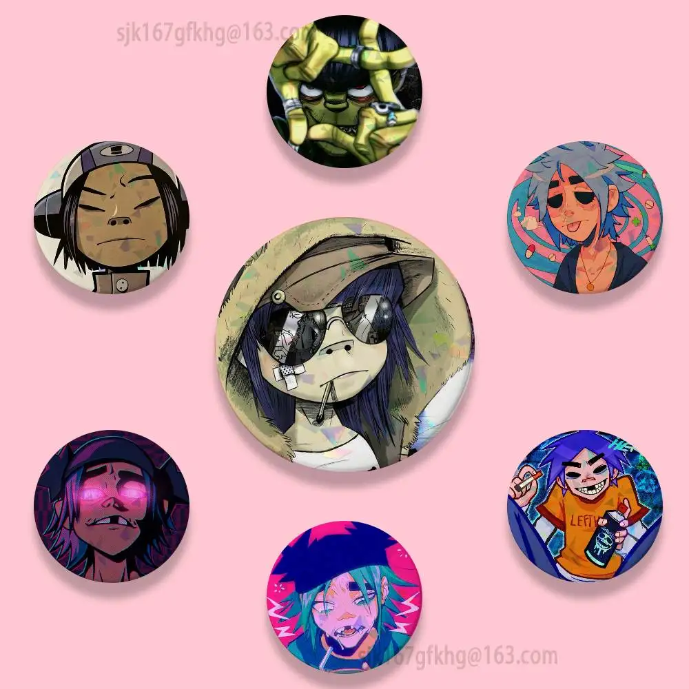 

Gorillaz 44/58/75mm Tinplate Coin Badges Personalized Handmade Round Brooches Photo Text Graphic Pins Accessory Gift for Friend