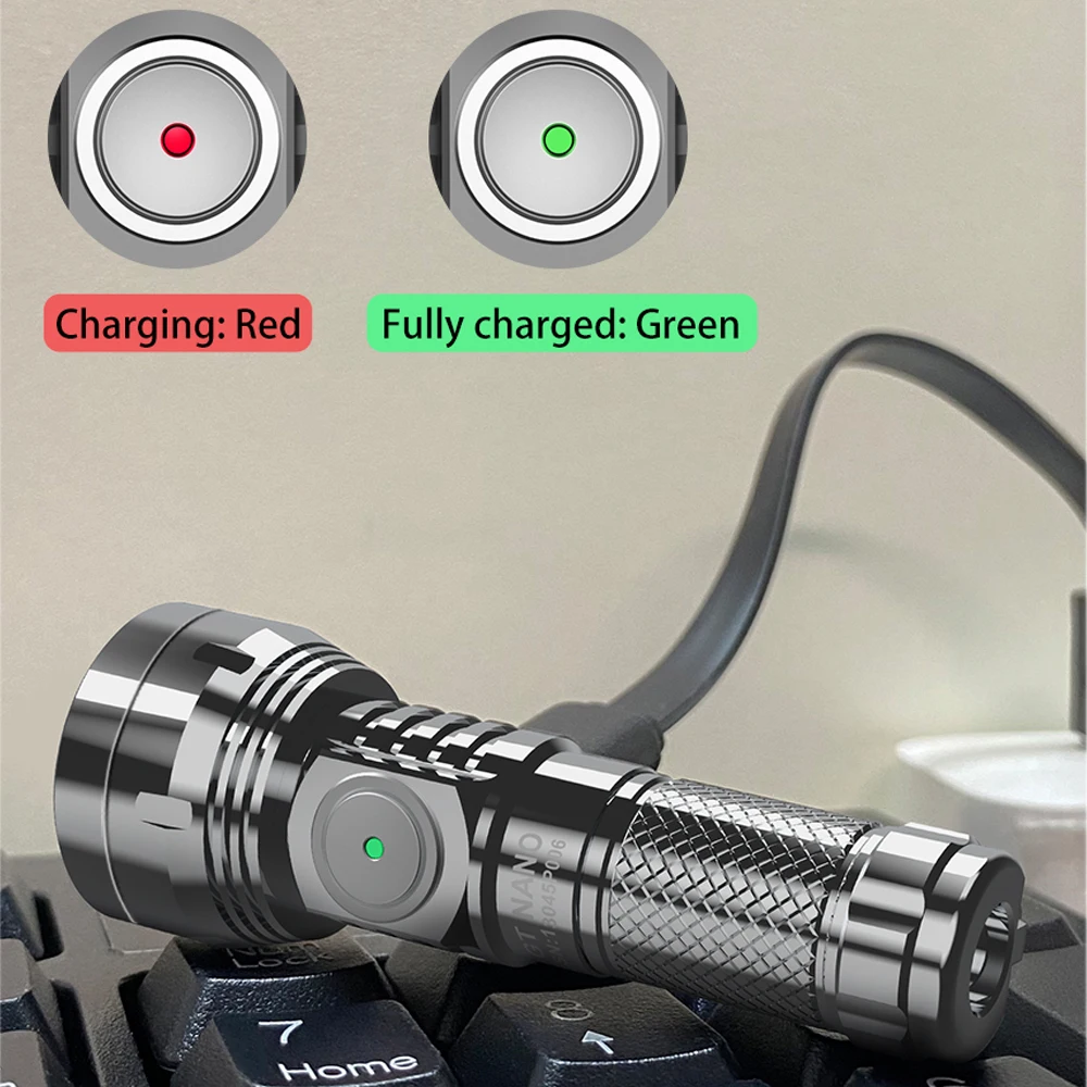 EDC LED Flashlight Titanium Keychain Outdoor Powerful Camping Lantern 400M Distance Light USB-C Rechargeable Lamp GT NANO 3.0