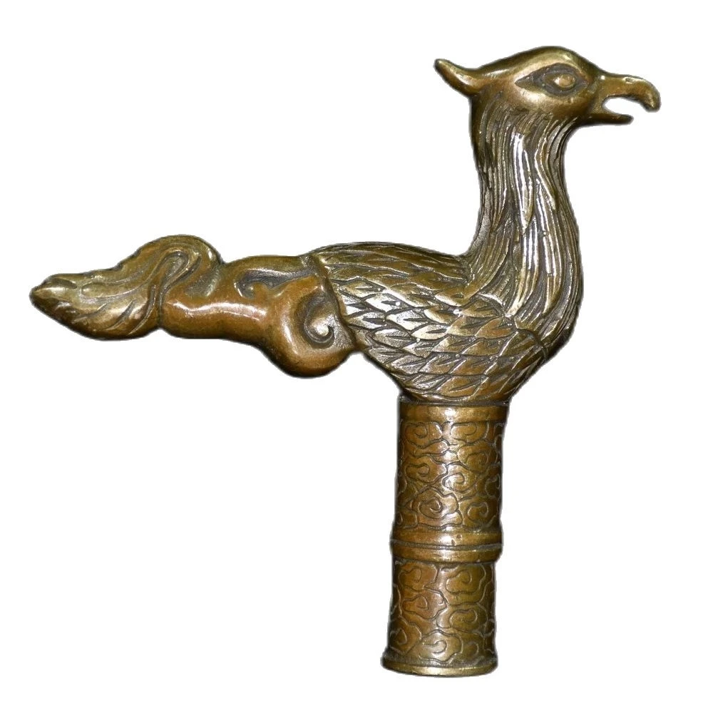 

Height 14cm,Long 14cm,Collection bronze Phoenix crutch head,High Quality Home Art Decoration Crafts Cane head