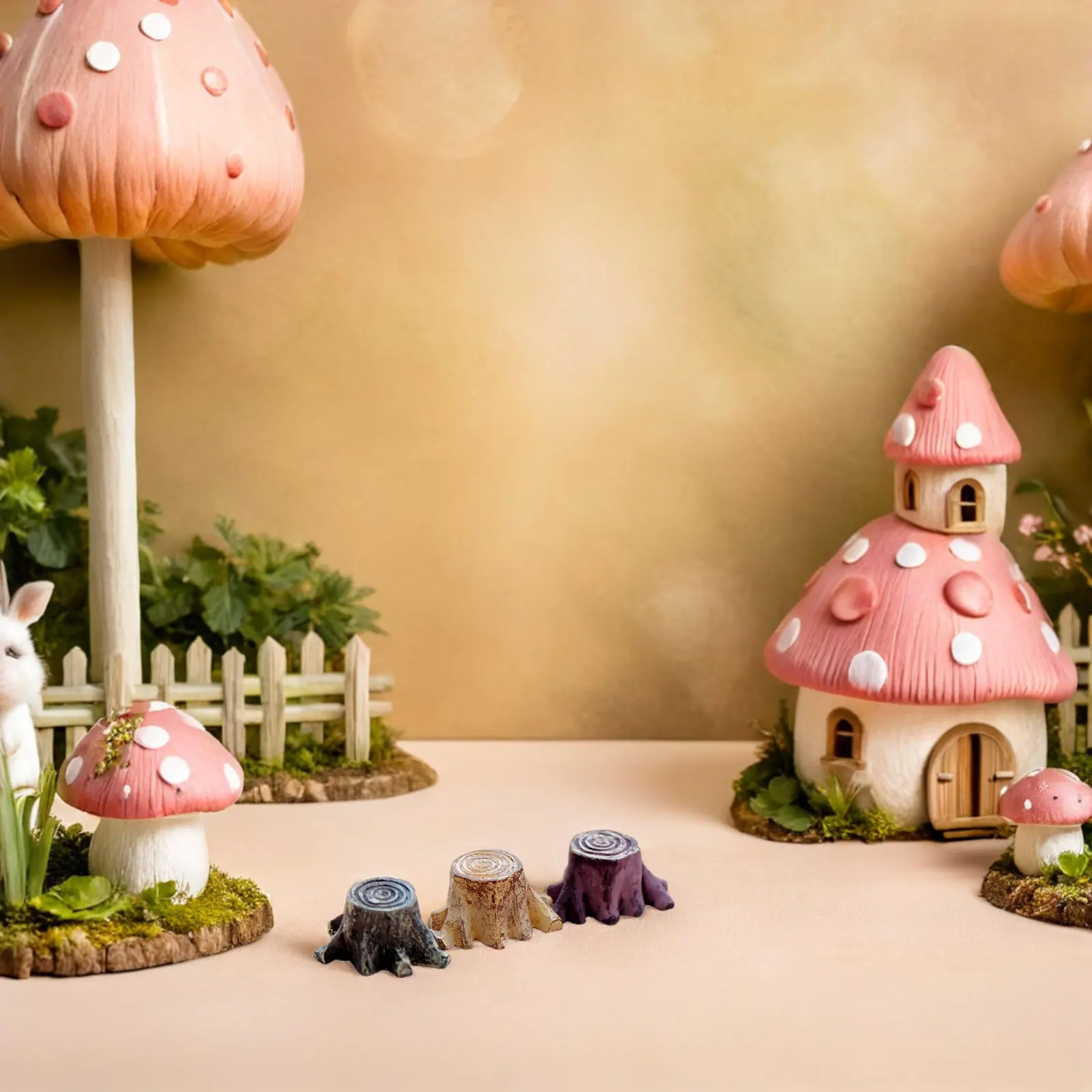 15Pcs Mini Resin Tree Stump Decorations Moss Micro Landscape Artificial Fairy Garden Accessories for DIY Mini Garden Crafts