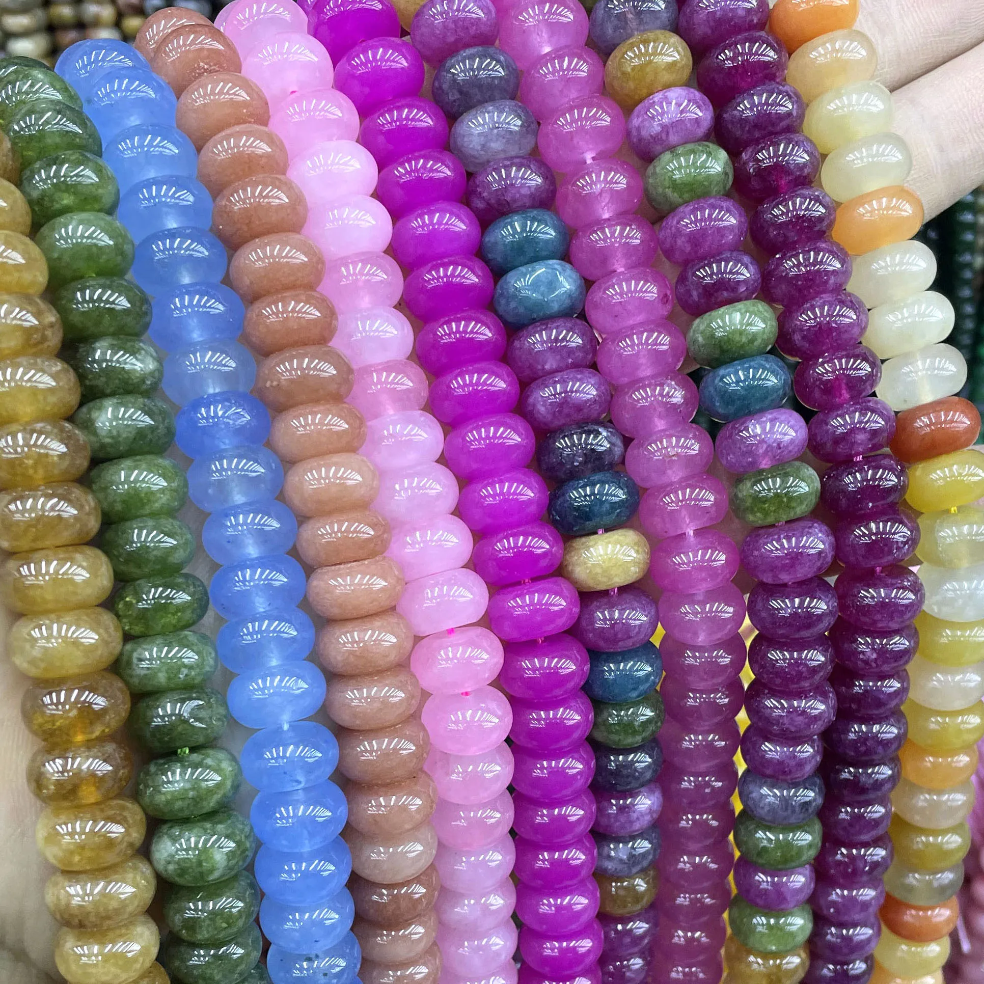 Tourmaline Angelite Chalcedony Rondelle Natural Stone Loose Spacer Beads For DIY Making Bracelets Necklace Accessorie 6X10MM
